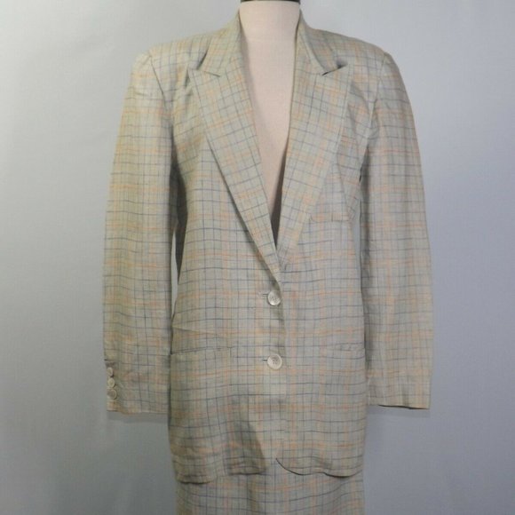Christian Dior Plaid Vintage Single Breast Green Women Blazer Jacket - Size 4